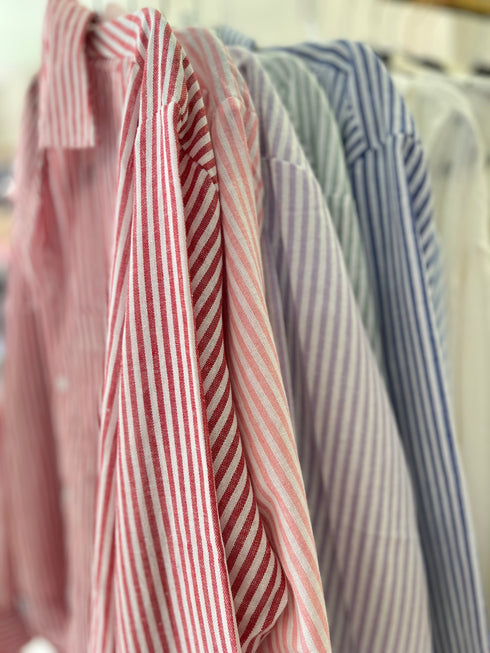 Cotton Stripes Collar Down